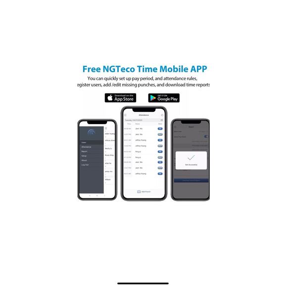 NGTeco Time Clocks for Employees Small Business WiFi Biometric Fingerprint Time - Picture 4 of 13